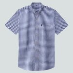 Chemise homme carreau en coton manches courtes casual été respirante slim fit - insfity - bleu fonce Chemise homme carreau en coton manches courtes casual été respirante slim fit - insfity - bleu fonce