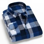 Chemise homme carreaux en coton manches longues casual - insfity - bleu Chemise homme carreaux en coton manches longues casual - insfity - bleu