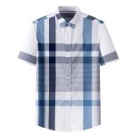 Chemise homme carreau insfity - manches courtes en coton confortable - bleu - blanc