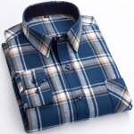 Chemise homme carreaux manches longues en coton casual - insfity - bleu Chemise homme carreaux manches longues en coton casual - insfity - bleu