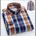 Chemise homme carreau manches longues en coton mi saison slim fit - insfity - orange - col chemise