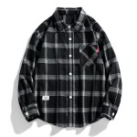 Chemise homme carreaux manches longues grande taille col revers automne printemps - noir - insfity Chemise homme carreaux manches longues grande taille col revers automne printemps - noir - insfity