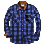 Chemise homme carreaux manches longues printemps casual bicolore grande taille - bleu