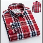 Chemise homme carreau rouge insfity slim fit - manches longues en coton mi saison Chemise homme carreau rouge insfity slim fit - manches longues en coton mi saison