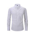 Chemise homme col montant avec poche poitrine manches longues casual - blanc