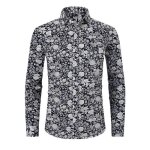 Chemise homme col revers manches longues casual imprim - insfity - noir blanc - manches longues - homme ...