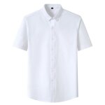 Chemise homme en coton blanc sans repassage manches courtes - insfity - relaxed fit respirant