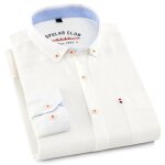 Chemise homme en coton et lin col revers manches longues avec poche poitrine couleur unie - blanc