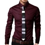 Chemise daffaires homme elgantes ecossais classique slim fit - funmoon - elonglin - manches longues ...