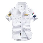 Chemise homme t manches courtes en coton - zewow - style militaire - blanc - regular - casual