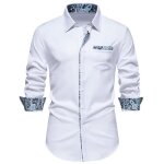 Chemise homme fashion manches longues avez poches poitrine - blanc
