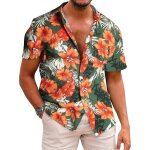 Chemise homme a fleur plage de sable fit grande vêtements masculin wx69 orange2 Chemise homme a fleur plage de sable fit grande vêtements masculin wx69 orange2