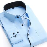 Chemise homme - funmoon - manche longue - couleur unie - col mao - casual conception individuelle