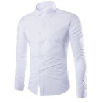 Chemise homme - funmoon - slim fit - blanche - manches longues - col classique