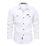 Chemise hommes grande taille � manches longues deux poches coupe standard xh461 blanc