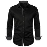 Chemise homme habill�e manches longues slim fit chemise contrast�e col carr� � pois confortable - taille ...