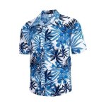 Chemise homme hawa�enne insfity - manches courtes - loose - bleu blanc