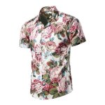 Chemise homme hawaenne rose - insfity - manches courtes - imprim fleurs - casual fashion t
