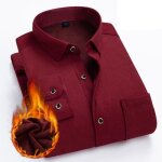Chemise homme hiver double polaire couleur unie chemise chaude epaisse manches longues pour automne ...