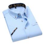 Chemise homme imprim� manches courtes slim fit casual chemisette ete col boutonn� confortable - bleu ...