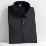 Chemise homme - insfity - manches courtes - simili soie - noir Chemise homme - insfity - manches courtes - simili soie - noir