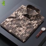 Chemise homme - insfity - moderne imprime casual business - manches courtes - fibres de bambou respirante ...