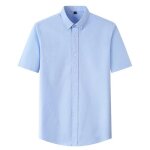 Chemise homme insfity - sans repassage - manches courtes - bleu couleur unie