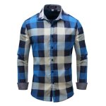 Chemise homme en jean ajust� - leoclotho - bleu - coupe slim - manches longues - col chemise