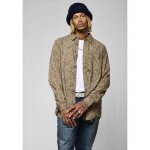 Chemise homme kaporal marron et bleue fleurie - coupe regular - manches longues - col chemise