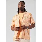 Chemise homme kaporal - modle royal orange fleuri - manches courtes et col chemise