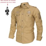 Chemise hommes luxe en lin cargo sur mesure - luxe - xg896a2 - kaki - large - col boutonn�
