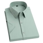 Chemise homme manches courtes couleur unie chemise ete elegant tissu confortable - vert