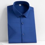 Chemise homme manches courtes couleur unie chemise stretch elegant tissu confortable - bleu royal Chemise homme manches courtes couleur unie chemise stretch elegant tissu confortable - bleu royal