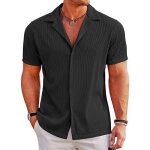 Chemise homme manches courtes dcontracte plage t - findpitaya - modle - noir - adulte - homme