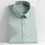 Chemise homme manches courtes simili soie couleur unie casual respirante - vert clair - insfity