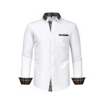 Chemise homme manches longues regular fit col carreaux chemise habilles business stretch tissu confortable ...