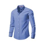 Chemise homme manches longues regular fit grande taille chemise business avec poche couleur unie - taille ...