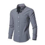 Chemise homme manches longues regular fit grande taille chemise business avec poche couleur unie - taille ...