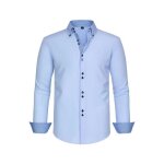 Chemise homme manches longues regular fit chemise habilles contraste tissu elastique confortable - ...