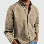 Chemise homme manches longues regular fit avec poche casual chemise grande taille couleur unie - taille ...