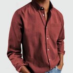 Chemise homme manches longues regular fit avec poche casual chemise grande taille couleur unie - taille ...