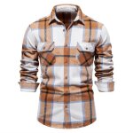 Chemise homme - fondupin - regular - manches longues - carreaux - kaki