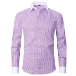 Chemise homme manches longues sans repassage avec poche de poitrine respirant toffe inusable  rayures ...