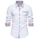 Chemise homme manches longues slim fit chemise contrastée elegant col rayures avec poche - taille eu ... Chemise homme manches longues slim fit chemise contrastée elegant col rayures avec poche - taille eu ...