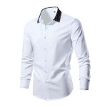 Chemise homme manches longues slim fit grande taille couleur unie - blanc - insfity