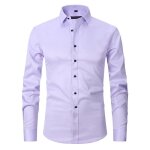Chemise homme mobigarlan - violet - coupe slim - col bicolore - manches longues