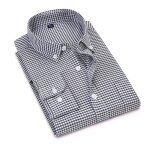 Chemise homme oxford carreaux en coton manches longues chemise col boutonn tissu confortable - gris
