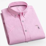 Chemise homme oxford manches courtes col boutonn chemisette ete couleur unie tissu confortable