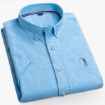 Chemise homme oxford manches courtes col boutonn chemisette ete couleur unie tissu confortable