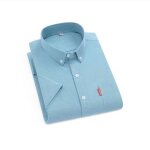 Chemise homme oxford manches courtes en coton - insfity - couleur unie bleu